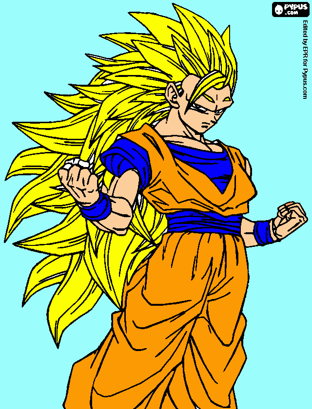 goku super sayayin base3 para colorear