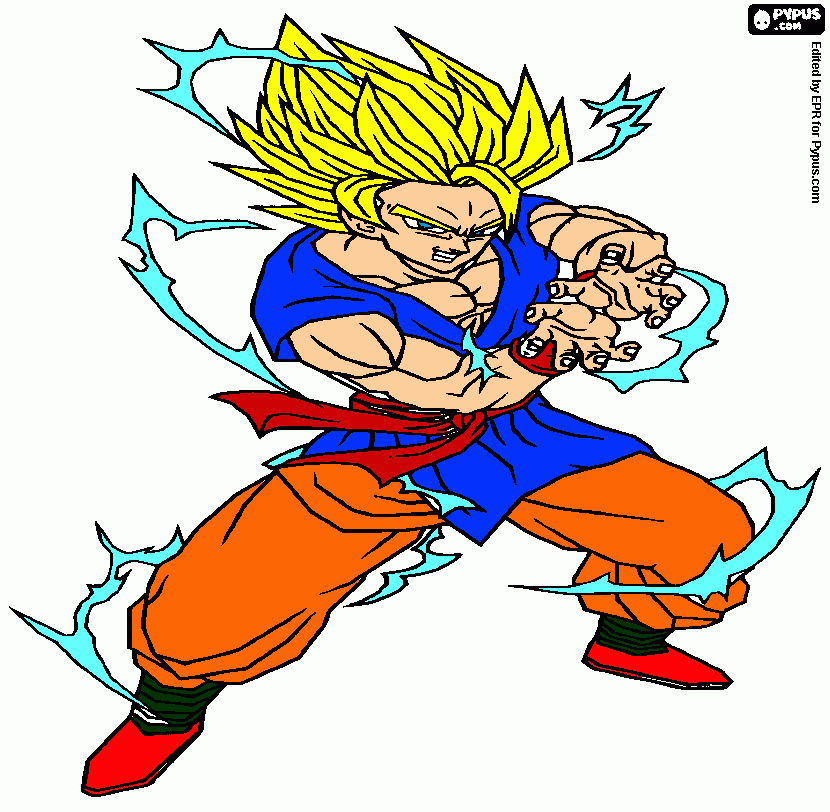 goku super sayayin fase 2 para colorear