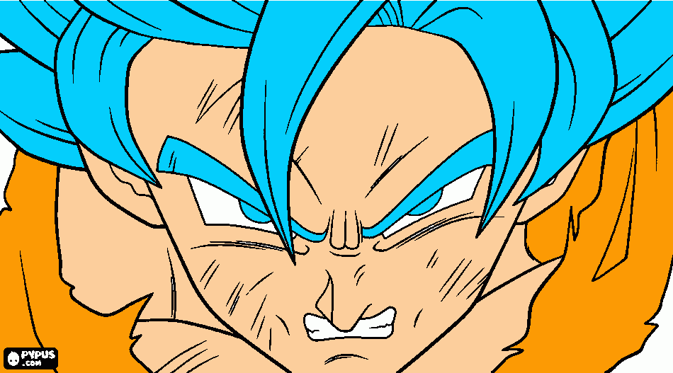 goku super ssj dios ssj azul enfadado para colorear