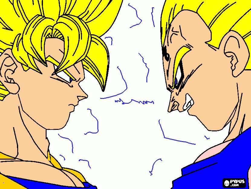 goku vs  vegeta para colorear