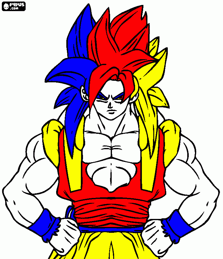 goku y begeta fusionados para colorear