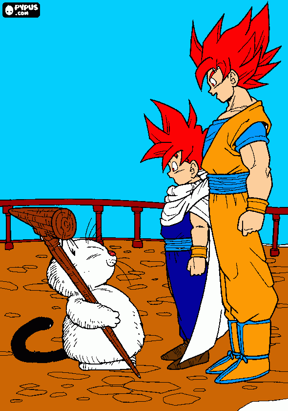 goku y gohan ssj dios para colorear