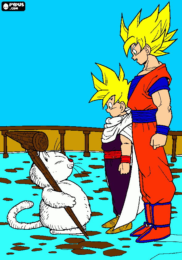   goku y gohan para colorear
