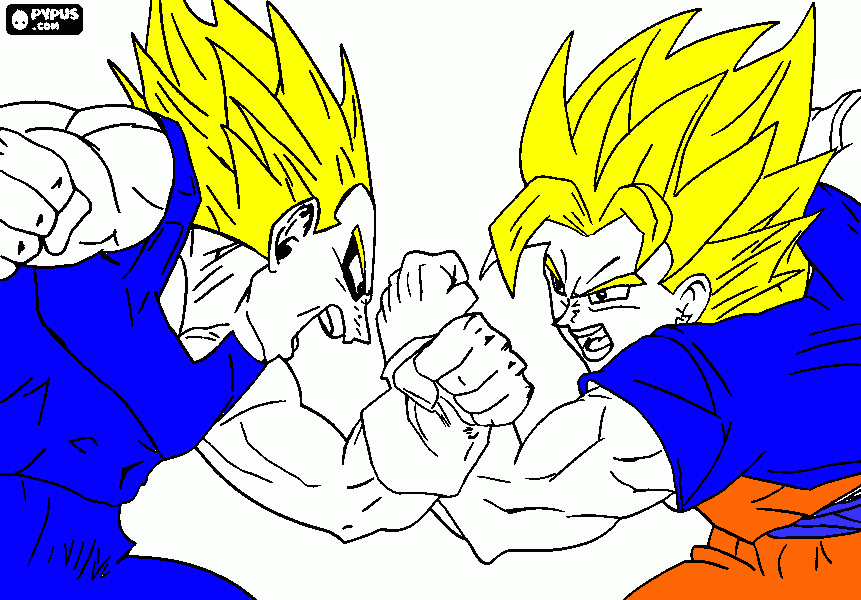 gokussj 2 vs mayinvegeta ssj 2 para colorear