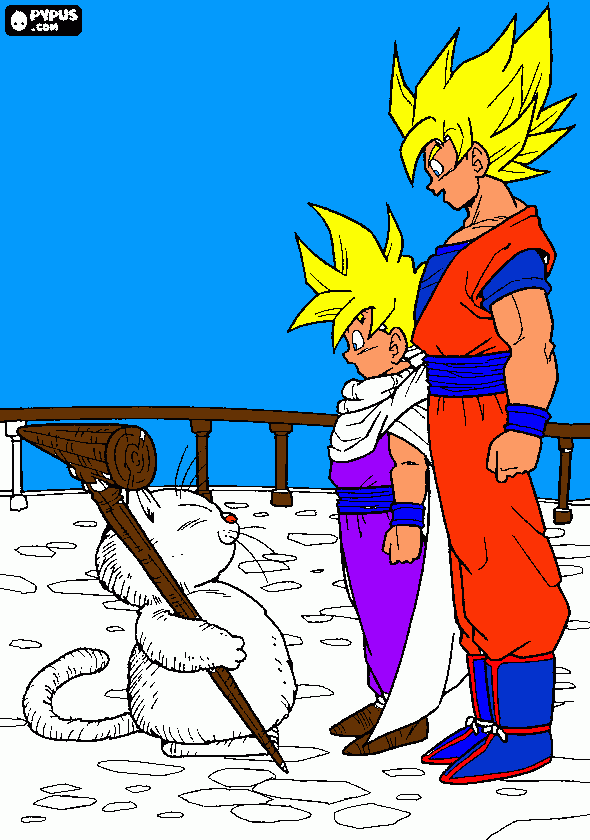 gokussj ygohan ssj maestro karin gatito para colorear