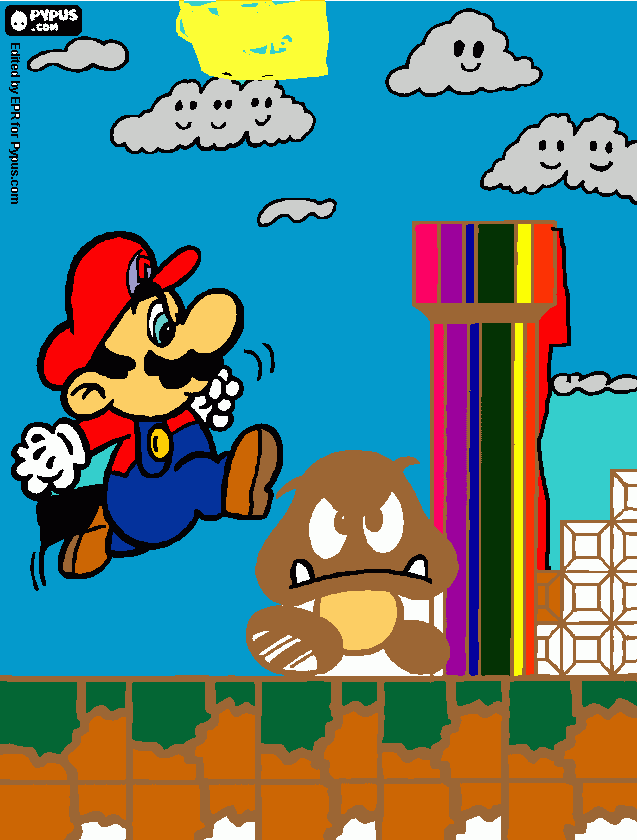 GOMBA Y MARIO para colorear