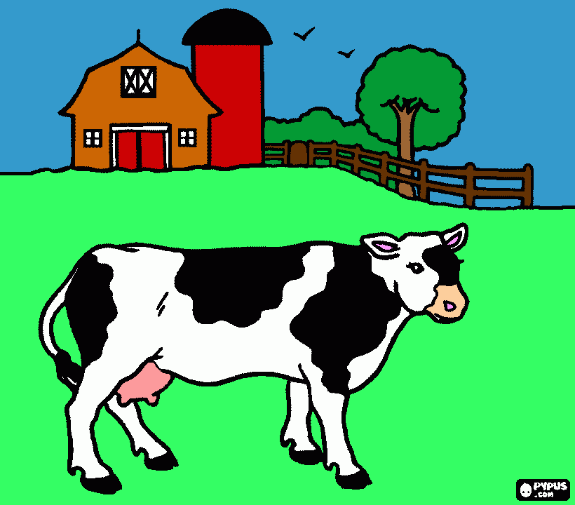 Granja Vaca para colorear
