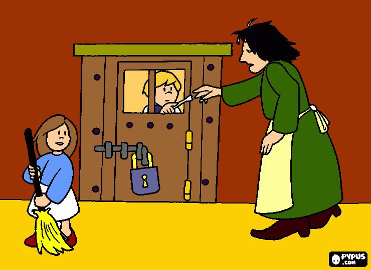 Gretel de criada limpiando 2 para colorear