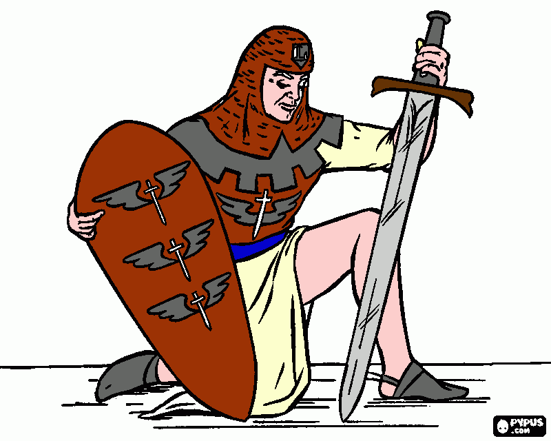 guerrero de rodillas para colorear