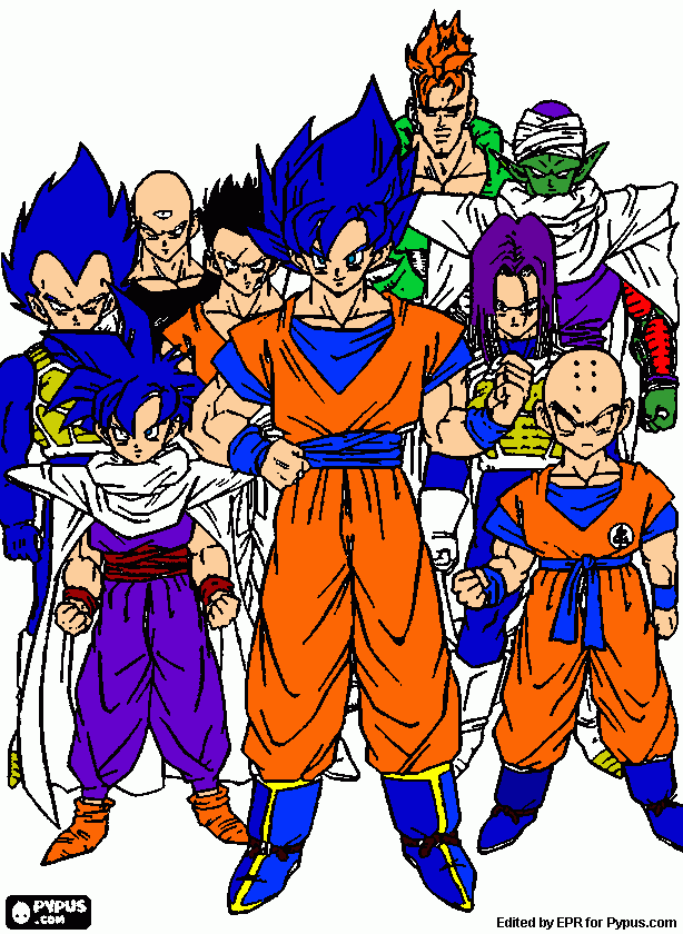 guerreros z para colorear