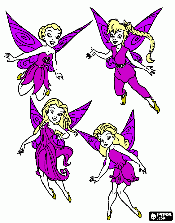Hadas moradas para colorear
