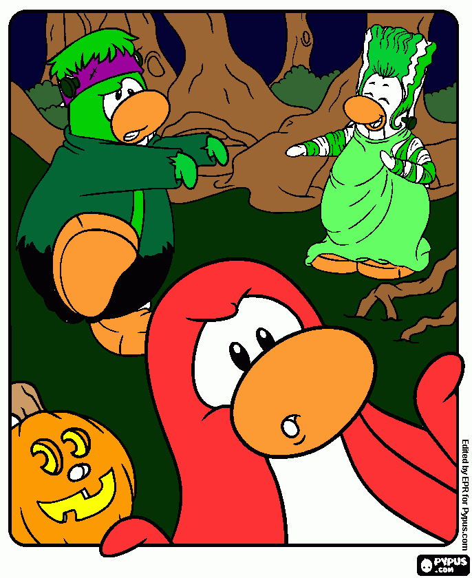 hallowen  en  club  penguin para colorear
