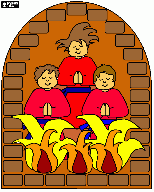 Hanania, misael y Azarias para colorear