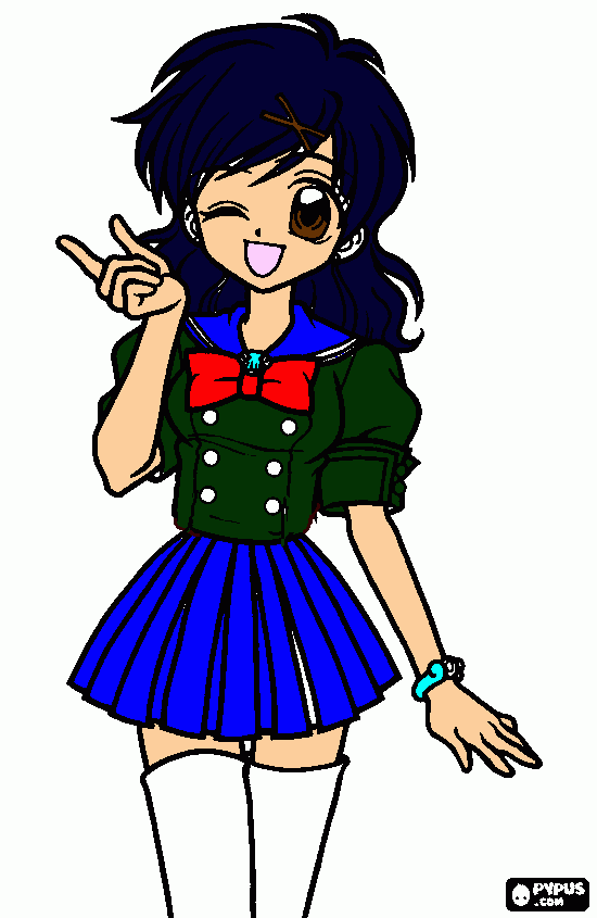 hanoon con el uniforme de su nueva escuela para colorear
