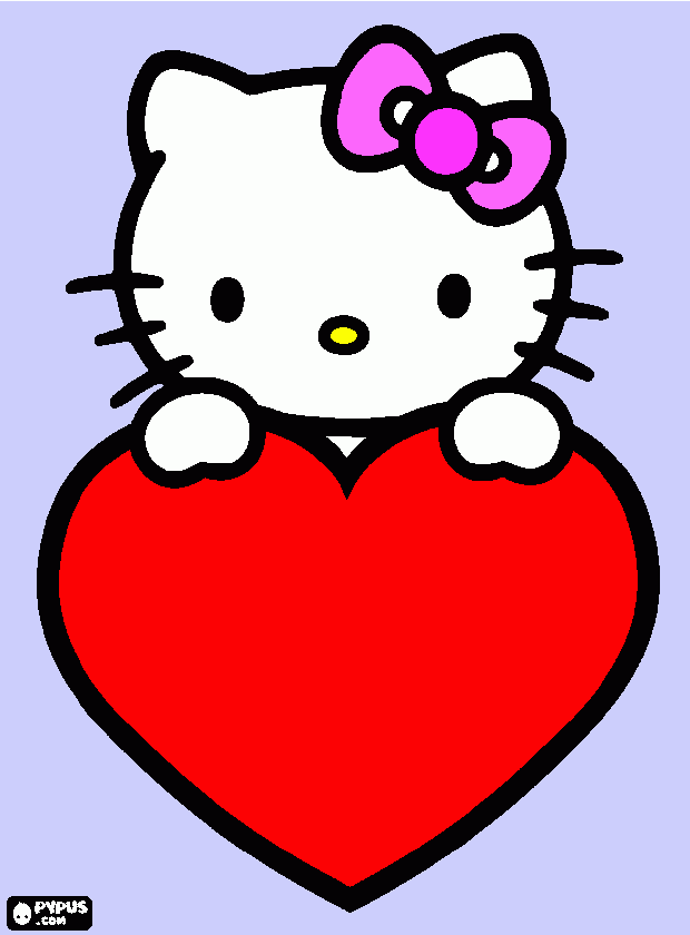 Hello Kitti Corazón dibujo para colorear