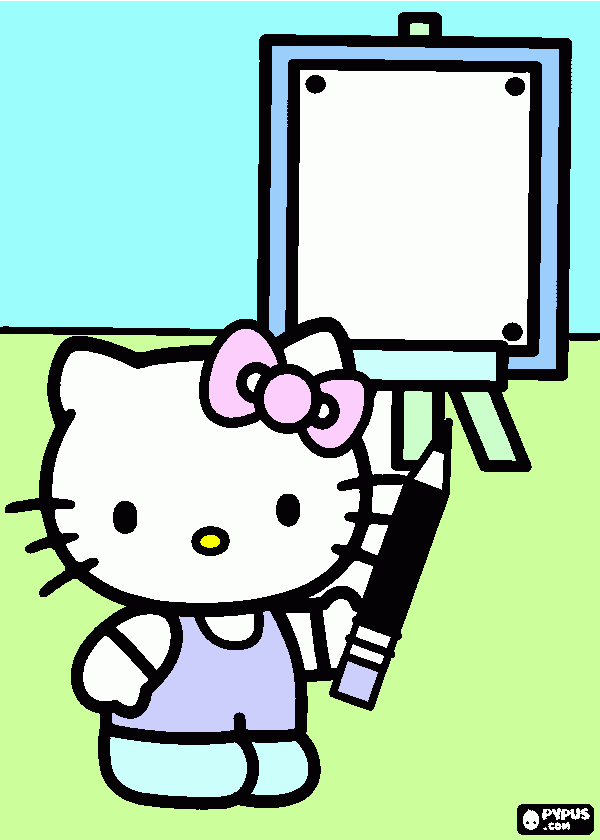 Hello Kitti en la escuela  para colorear