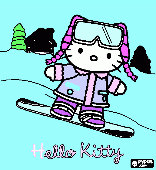 Hello Kitti en Navidad para colorear