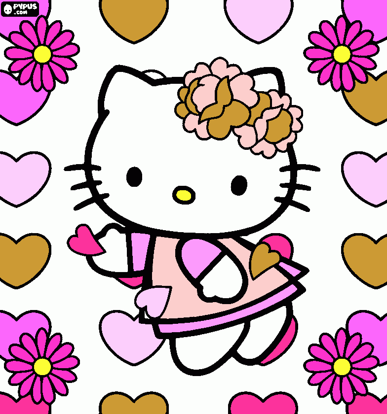 hello kittie para colorear