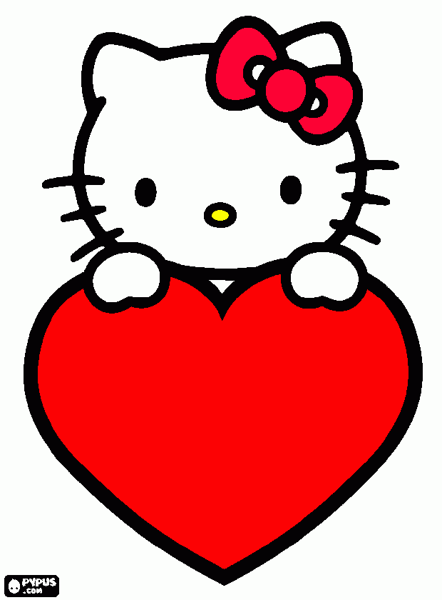 hello kitty un gran corazon para colorear