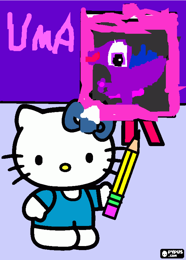 hello kity y el escritorio para colorear