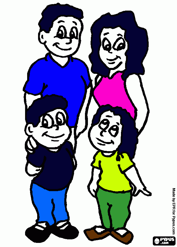 hola mi actividad en clases, mi familia para colorear