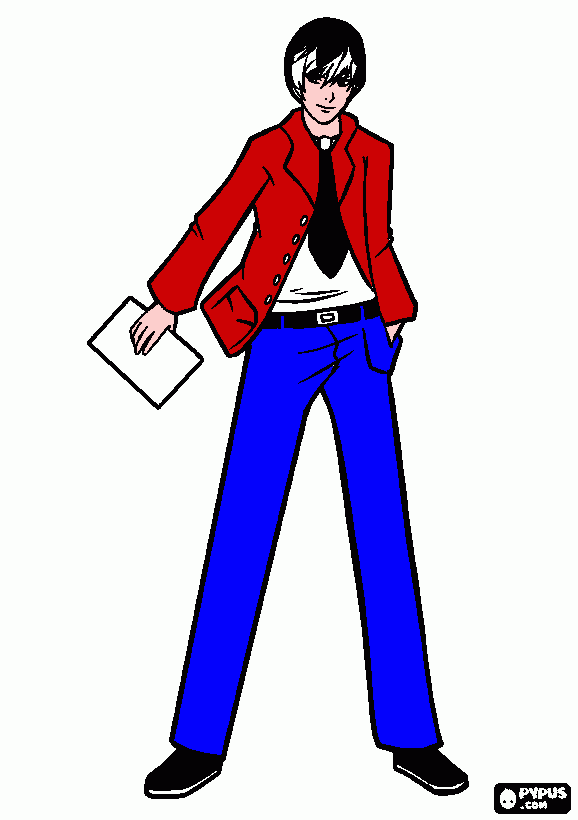 hombre anime  para colorear