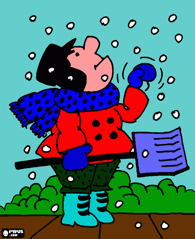 hombre con mucho frio para colorear
