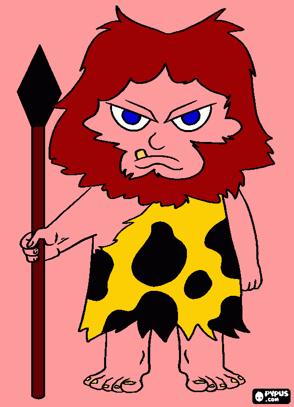 hombre de las cavernas, cavernícola o troglodita para colorear