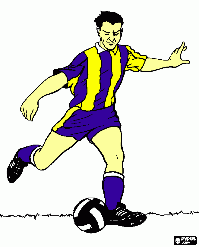 hombre pegandole al balon para colorear