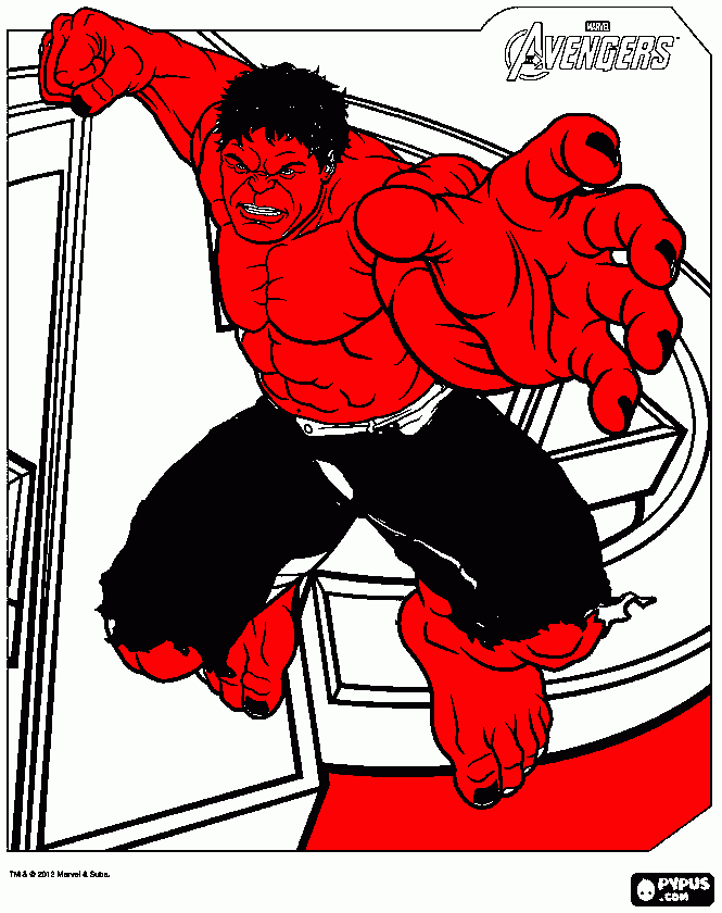 hulk rojo para colorear
