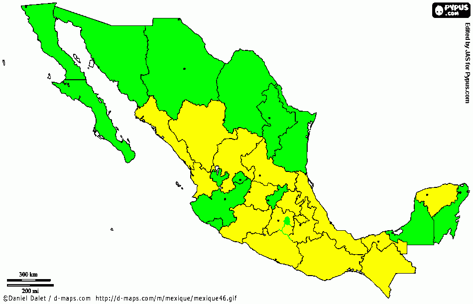IDH de los estados de la republica mexicana  para colorear