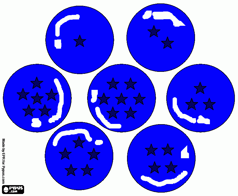 imagen de las 7 esferas del drangon azules :) para colorear