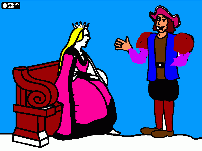 ISABEL CASTILLAS  Y    CRISTÓBAL COLON para colorear