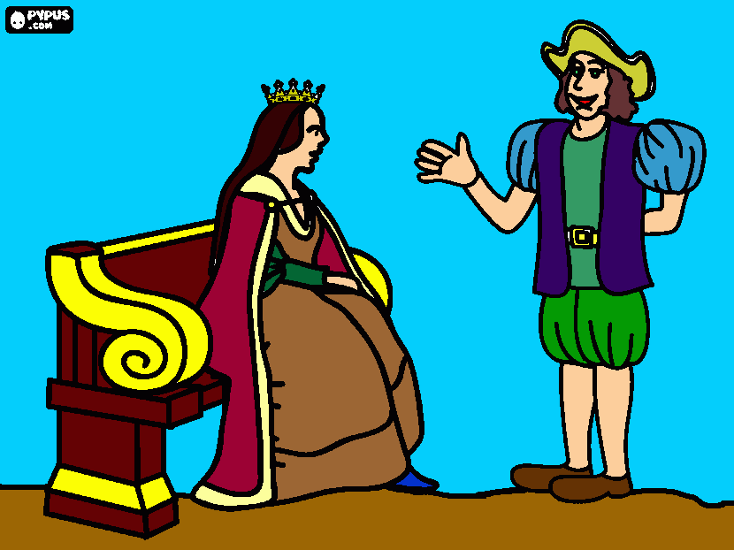 Isabel y Colón para colorear