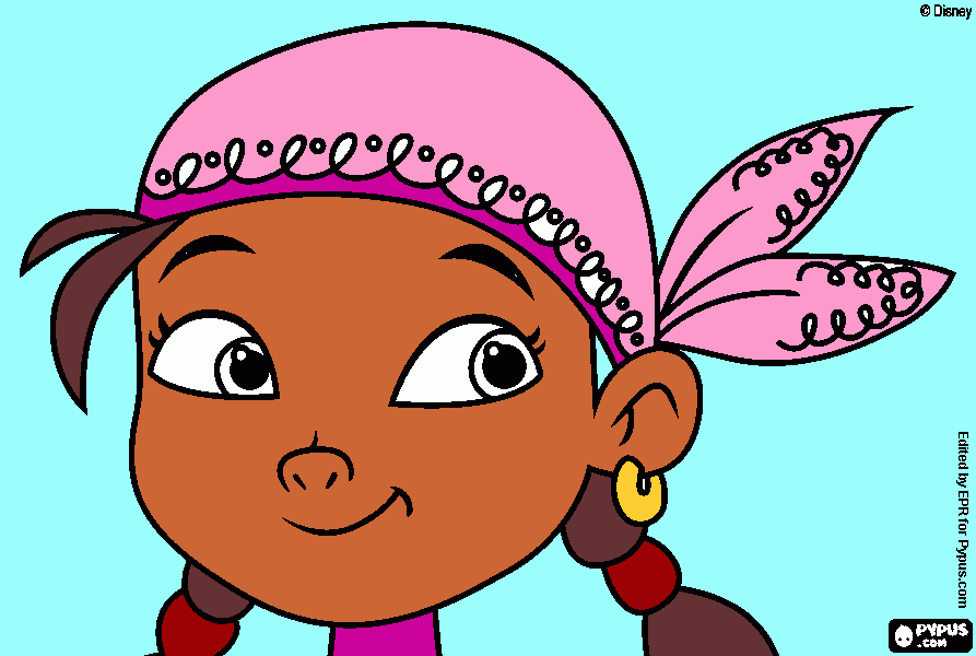 izzi pirata de nunca jamas  para colorear