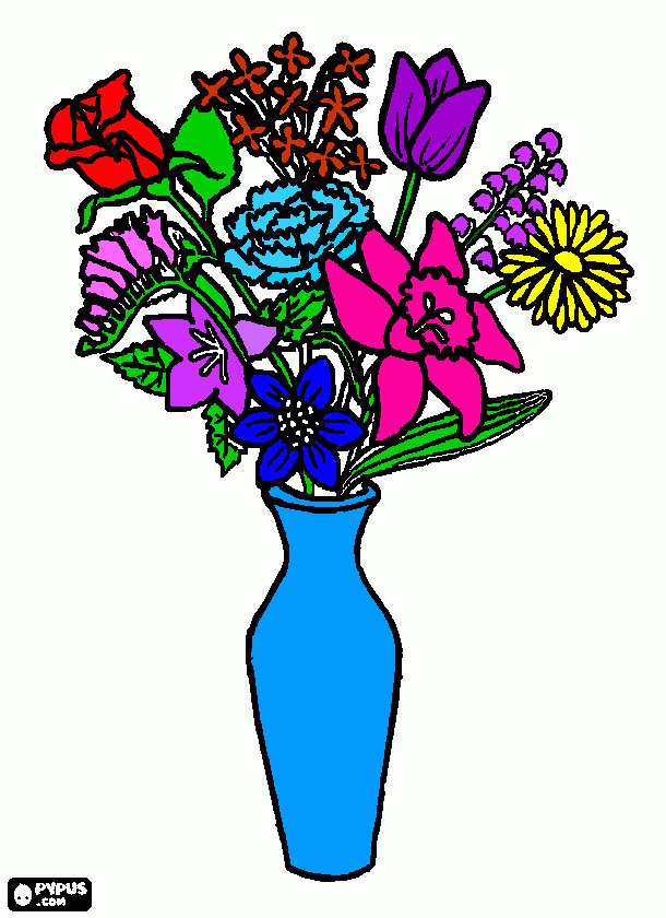 jarro de flores para colorear