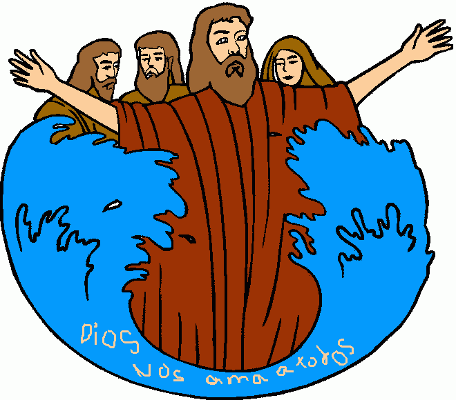 jesus abriendo las aguas para colorear