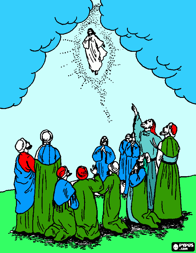 jesus asiende al cielo para colorear
