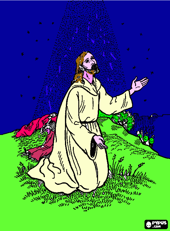 Jesus en el monte para colorear