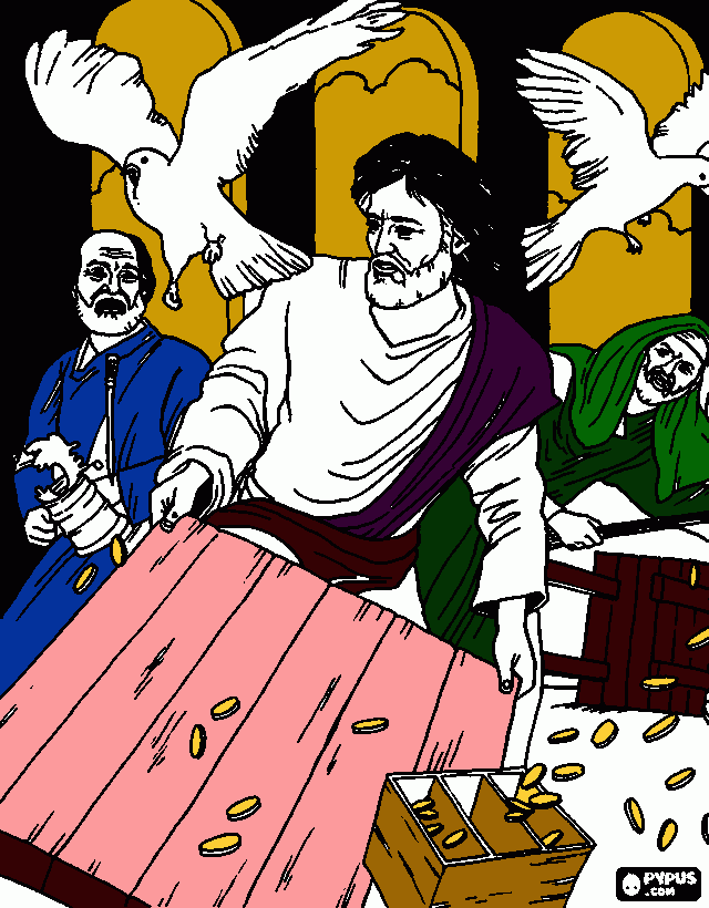 jesus en el templo para colorear