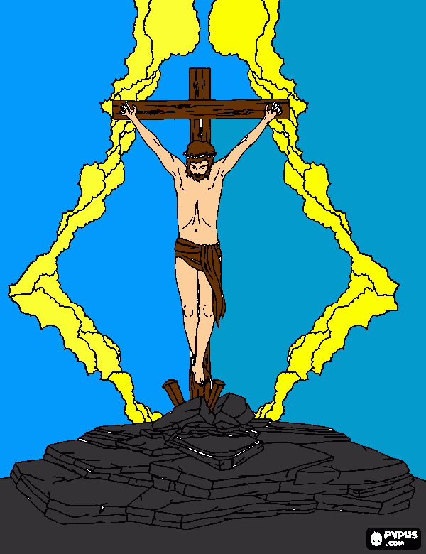 jesus en  la cruz para colorear