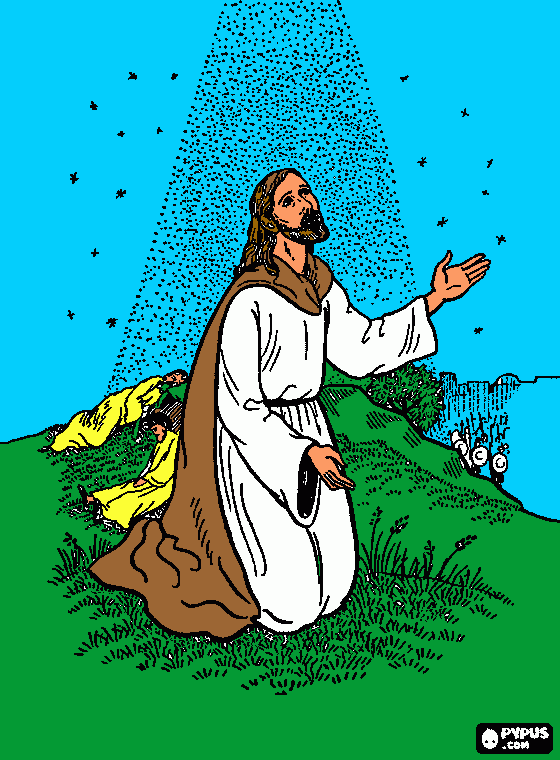 Jesus orando en el monte de los olivos =) para colorear