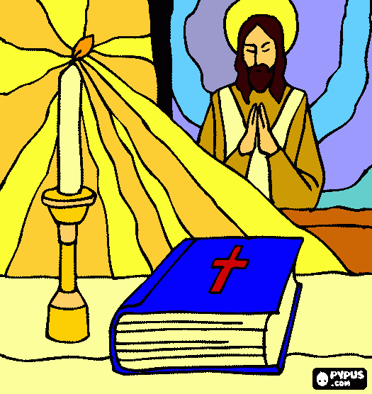 Jesus Rezando trabajo Rel. para colorear