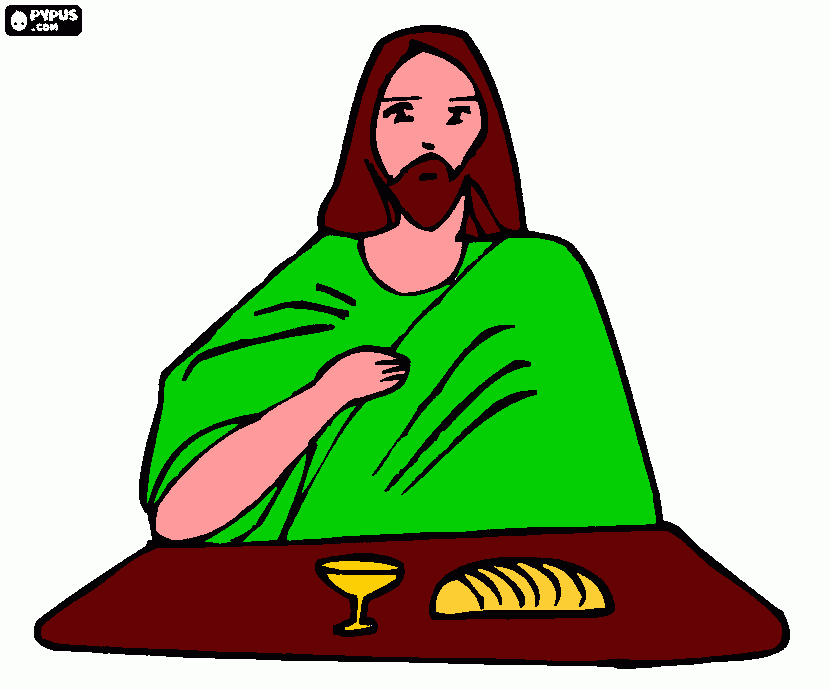 jesus y la bendicion del pan y el vino para colorear
