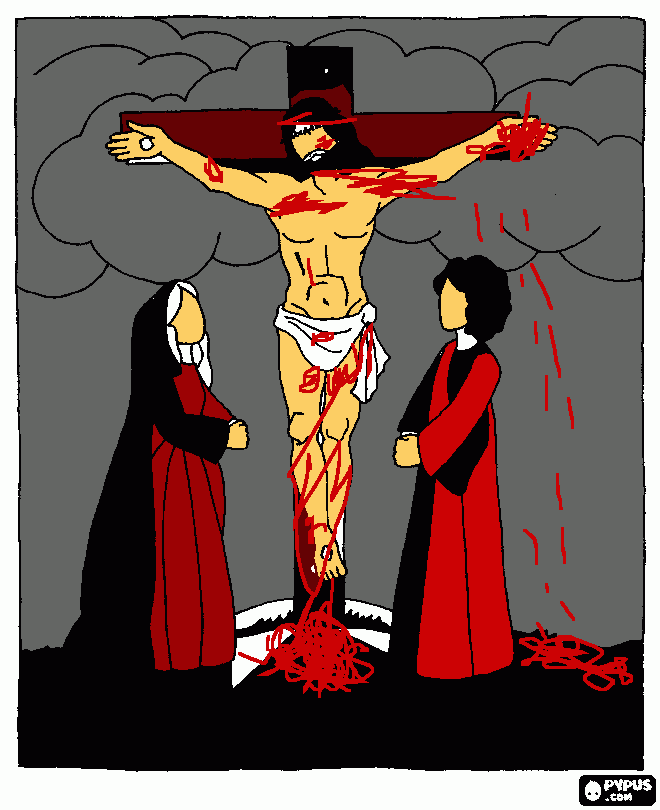 JESÚS EN EL CALVARIO para colorear