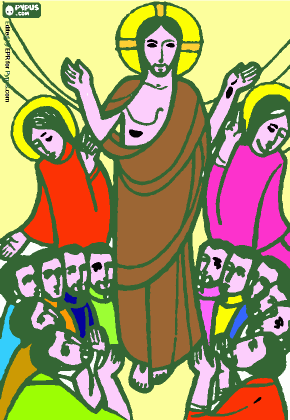 Jesús en la Pascua para colorear