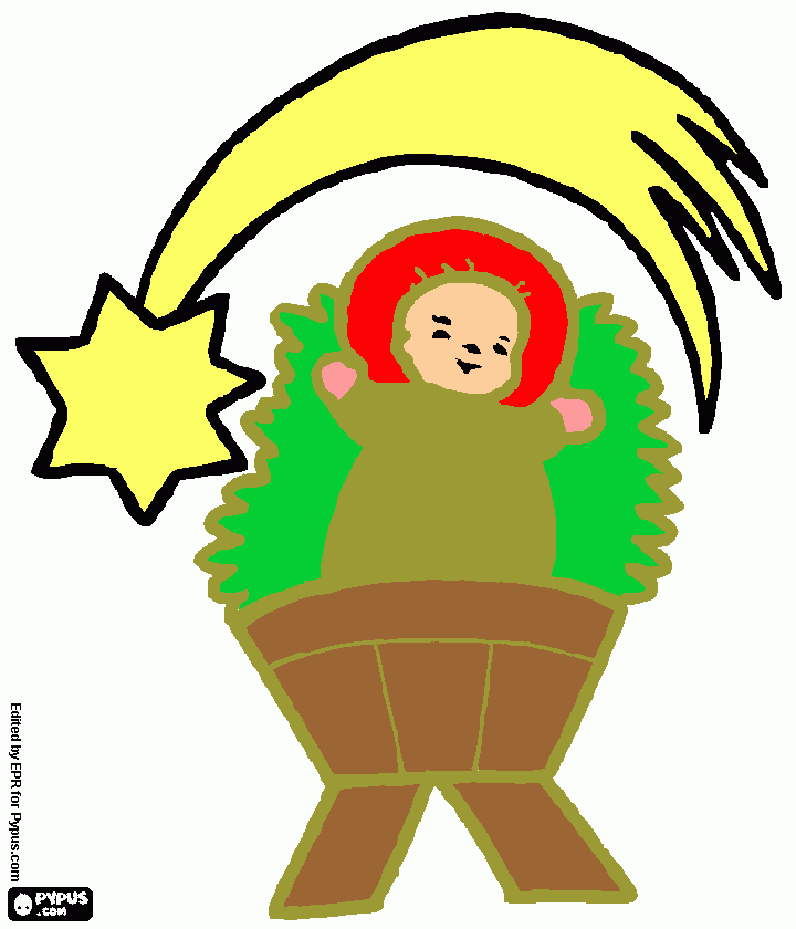 Jesús en su cuna durmiendo para colorear