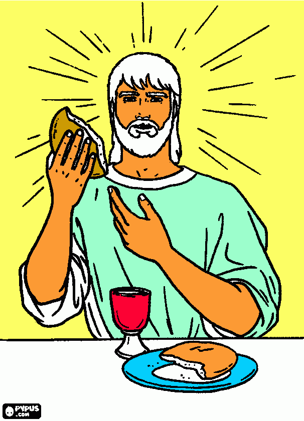 Jesús ultima cena la bendición para colorear
