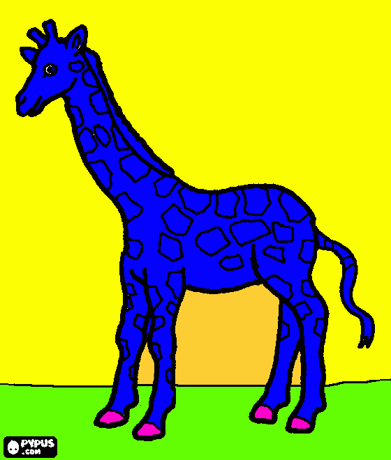 jirafa azul para colorear