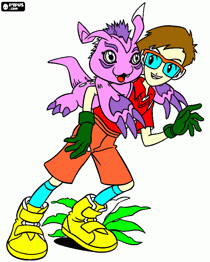 Joe y Gomanon de digimon fusion. para colorear